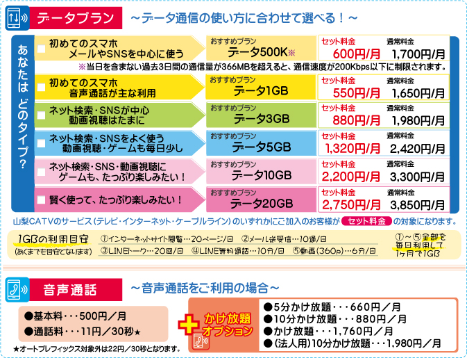 ふるーつモバイルプラン・料金